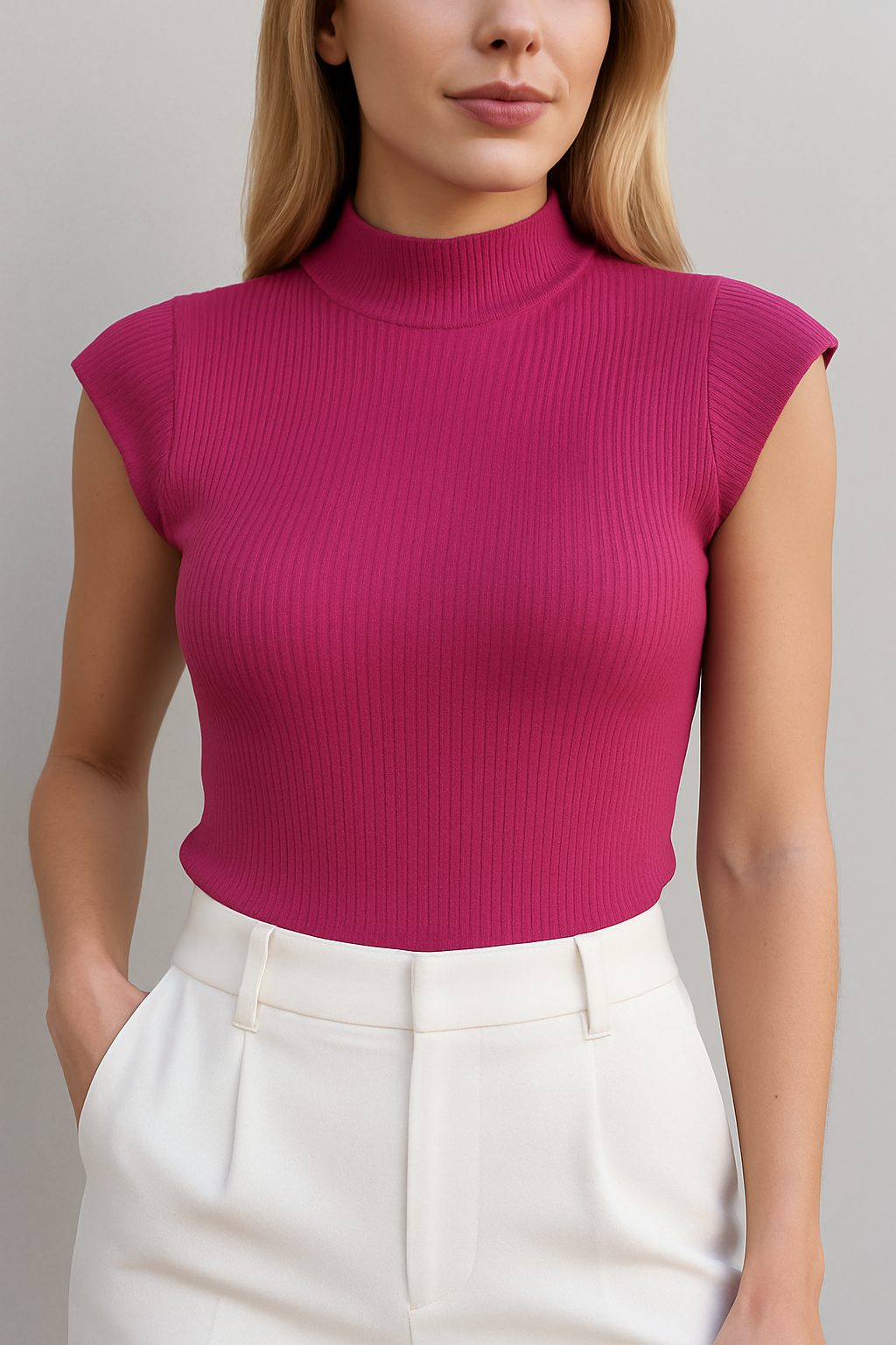 CAMISA GOLA ALTA FÚCSIA