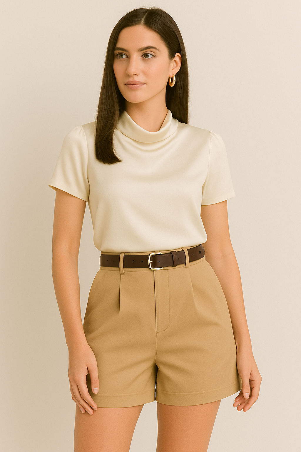 SHORT ALFAIATARIA BEGE