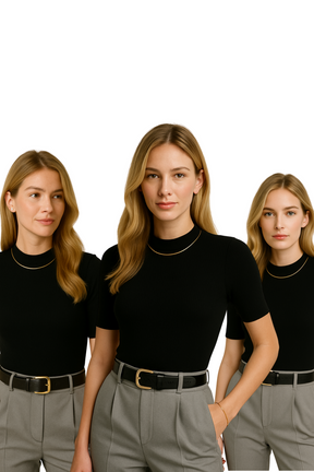 KIT 3 CAMISAS GOLA ALTA PRETA